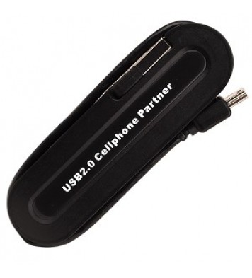USB 2.0 microSD Card Reader w/2-Port Hub & Cell Phone Charger (Black)  