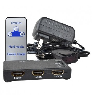 Ultra Slim 3-Port (3 In, 1 Out) HDMI Switch w/Remote Control - Adds Two More HDMI Ports!