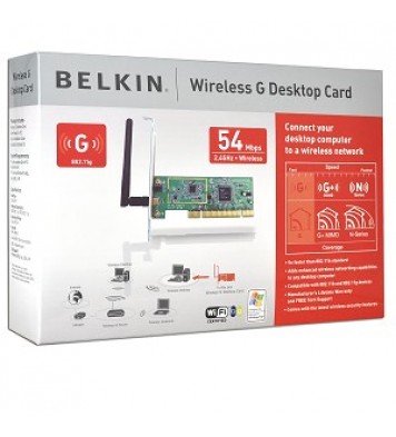 Belkin F5D7000ak 54Mbps 802.11g Wireless LAN PCI Adapter w/Antenna 