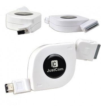 53" JustCom RL3W-IFWM-135 Retractable 6-pin FireWire Cable for iPod (White) 