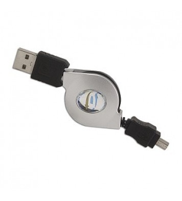 29.5" Retractable USB 2.0 A (M) to 4-pin USB 2.0 Mini-B Rectangular Connector (M) Cable