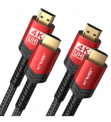 4K HDMI Cable 2 Pack 6ft, JSAUX 18Gbps High Speed HDMI 2.0 Braided Cord