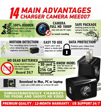 Spy Camera Charger | Hidden Camera | Premium Pack | Mini Spy Camera 1080p