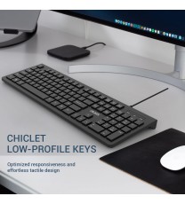 Plug Play USB Wired Keyboard, Low Profile Chiclet Keys, Large Number Pad