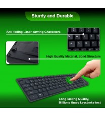 BTO USB Wired Keyboard, 104 Keys with Numeric Pad, Anti Spill and Dust Proof
