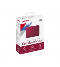 Toshiba Canvio Advance 2TB Portable External Hard Drive USB 3.0, Red - HDTCA20XR3AA