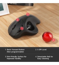 Wireless Trackball Mouse, Rechargeable Ergonomic Mouse