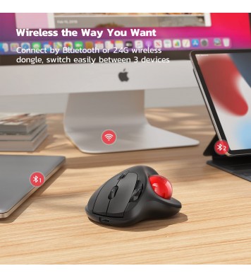 Wireless Trackball Mouse, Rechargeable Ergonomic Mouse