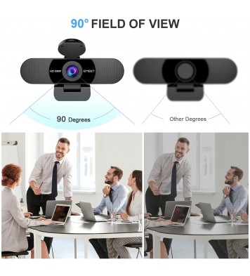 1080P Webcam with Microphone, eMeet C960 with Privacy Cover