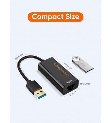 USB Ethernet Adapter, CableCreation USB 3.0 to 10/100/1000 Gigabit Wired LAN Network Adapter Compatible for Windows, MacBook, macOS, Mac Pro Mini, Laptop, PC and More
