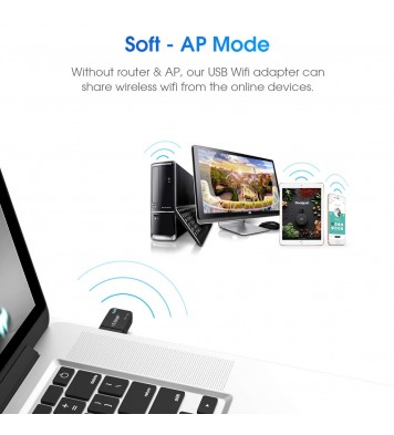 1300Mbps USB 3.0 Wireless WiFi Adapter for PC, USB Wi-Fi Dongle AC Mini Network Adapters