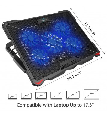 AICHESON Laptop Cooling Pad 5 Fans Up to 17.3 Inch Heavy Notebook Cooler
