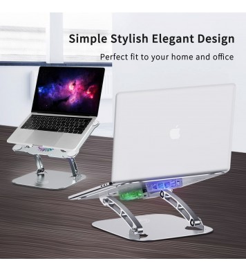 Fengjie Aluminum Height Adjustable Laptop Cooling Pad Stand with Double Fan for Office Desk