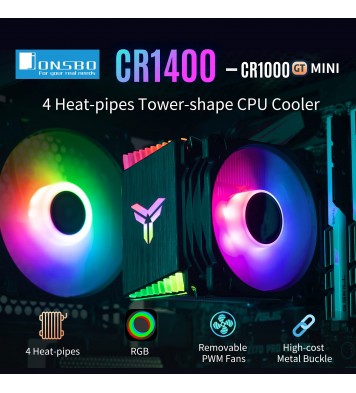 Jonsbo CR1400 RGB CPU Air Cooler, 4 Heat-Pipes, 126mm RGB CPU Fan