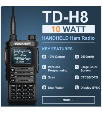 TIDRADIO 10W Walkie Talkie long range Portable Ham Radio Bluetooth