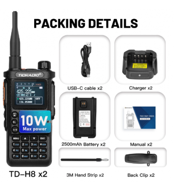 TIDRADIO 10W Walkie Talkie long range Portable Ham Radio Bluetooth