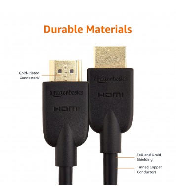 Amazon Basics High-Speed HDMI Cable (18 Gbps, 4K/60Hz) - 3 Feet, Pack of 2, Black