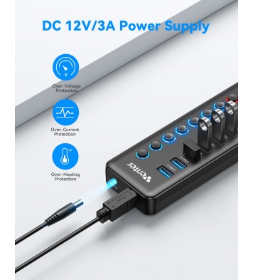 Powered USB 3.0 Hub, Wenter 11-Port USB Hub Splitter