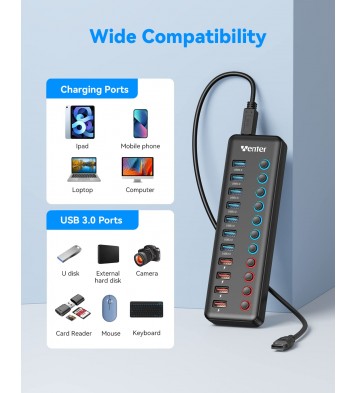 Powered USB 3.0 Hub, Wenter 11-Port USB Hub Splitter