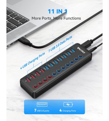 Powered USB 3.0 Hub, Wenter 11-Port USB Hub Splitter