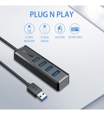 SmartQ H302S USB 3.0 Hub for Laptop with 2ft Long Cable