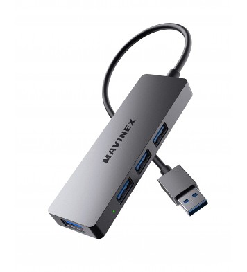 MAVINEX USB 3.0 Hub Aluminum 4 Ports Ultra Slim SuperSpeed 5Gbps USB Adapter