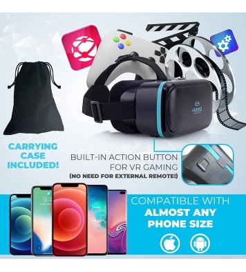 Virtual Reality Headset Compatible with iPhone and Android + Built-in Button