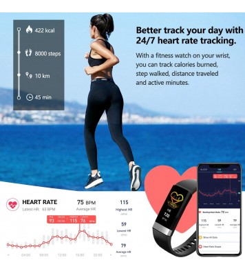 Smart Watch MorePro Fitness Activity Tracker Heart Rate Blood Pressure Monitor