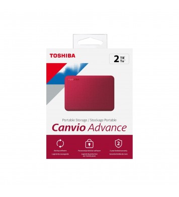 Toshiba Canvio Advance 2TB Portable External Hard Drive USB 3.0, Red - HDTCA20XR3AA