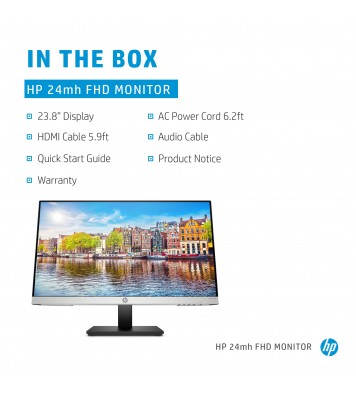 HP 24mh FHD Monitor - Computer Monitor with 23.8-Inch IPS Display (1080p)