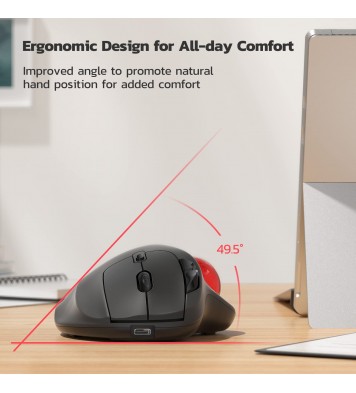 Wireless Trackball Mouse, Rechargeable Ergonomic Mouse