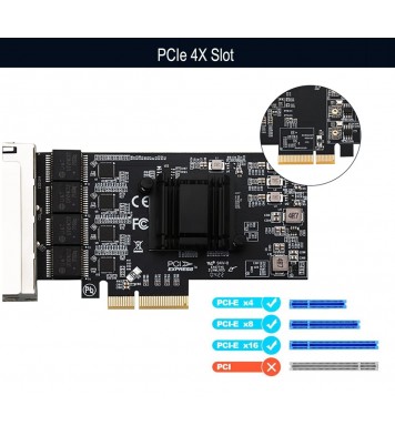 Quad-Port 2.5GBase-T PCIe Network Adapter RTL8125B 2500/1000/100Mbps