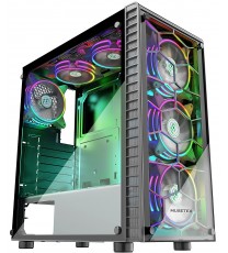 MUSETEX ATX PC Case Mid-Tower with 6pcs 120mm ARGB Fans