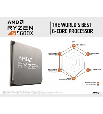 AMD Ryzen 5 5600X 6-core, 12-Thread Unlocked Desktop Processor with Wraith Stealth Cooler