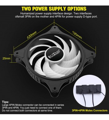 PCCOOLER 120mm Case Fan 3 Pack Magic Moon Series, PC-FX120 High Performance Cooling