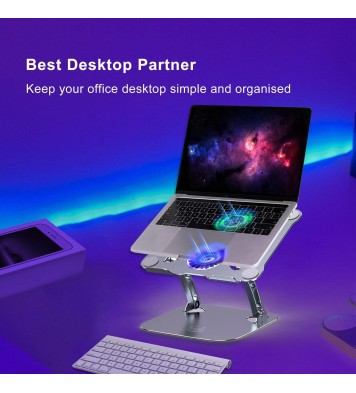 Fengjie Aluminum Height Adjustable Laptop Cooling Pad Stand with Double Fan for Office Desk