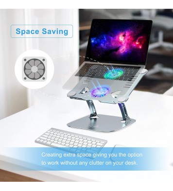 Fengjie Aluminum Height Adjustable Laptop Cooling Pad Stand with Double Fan for Office Desk