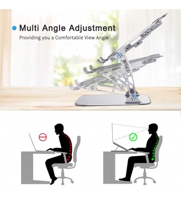 Fengjie Aluminum Height Adjustable Laptop Cooling Pad Stand with Double Fan for Office Desk