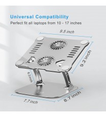 Fengjie Aluminum Height Adjustable Laptop Cooling Pad Stand with Double Fan for Office Desk