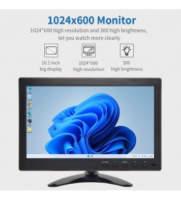 Qcvoruno 10.1 inch LCD Security Monitor, 1024 * 600 Resolution