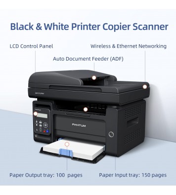 Pantum M6552NW All in One Laser Printer Scanner Copier Wireless Monochrome Black and White